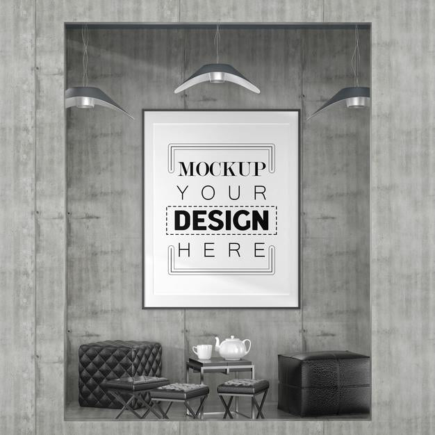 Free Poster Frame In Living Room Psd