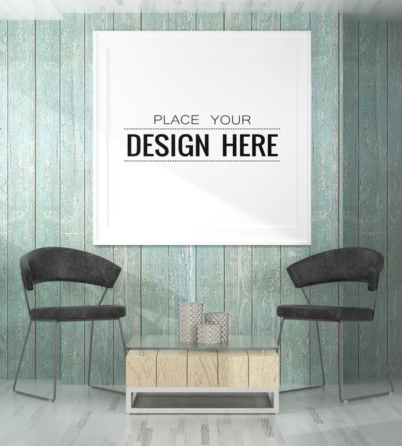 Free Poster Frame In Living Room Psd