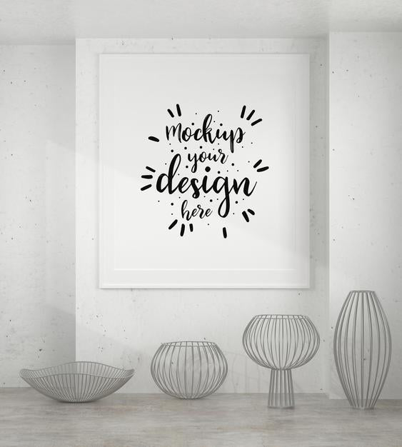 Free Poster Frame In Living Room Psd