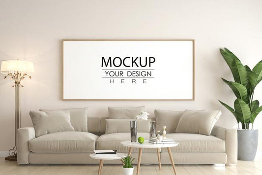 Free Poster Frame Mockup In Living Room Psd