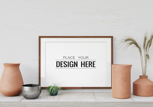 Free Poster Frame Mockup In Living Room Psd