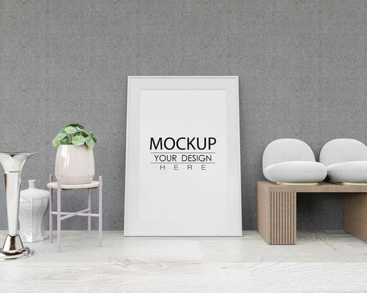 Free Poster Frame Mockup In Living Room Psd