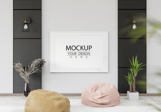 Free Poster Frame Mockup In Living Room Psd