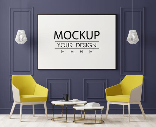 Free Poster Frame Mockup In Living Room Psd