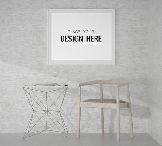 Free Poster Frame Mockup In Living Room Psd