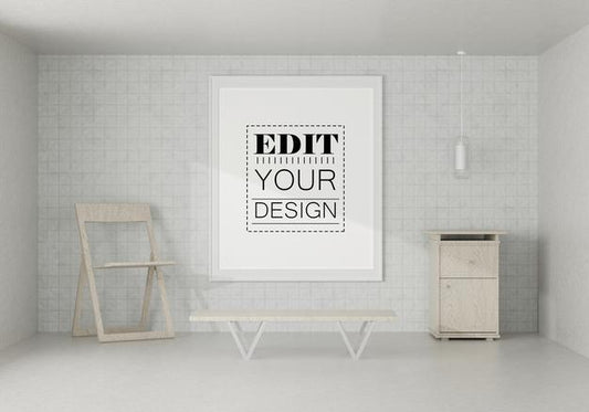 Free Poster Frame Mockup In Living Room Psd