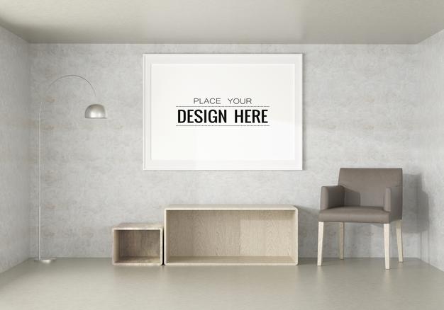 Free Poster Frame Mockup In Living Room Psd