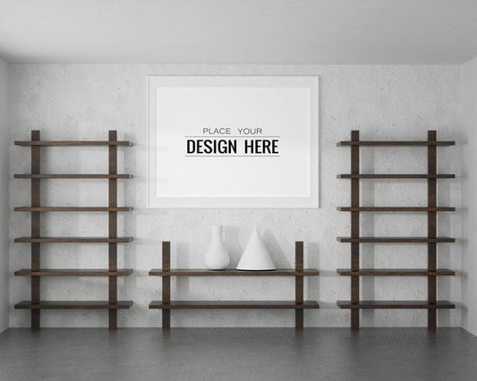 Free Poster Frame Mockup In Living Room Psd