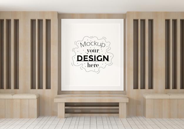 Free Poster Frame Mockup In Living Room Psd