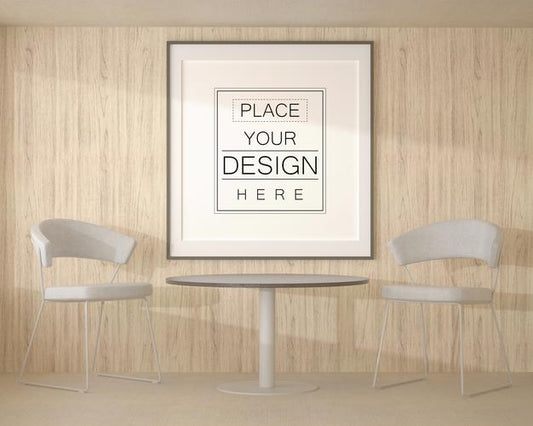 Free Poster Frame Mockup In Living Room Psd