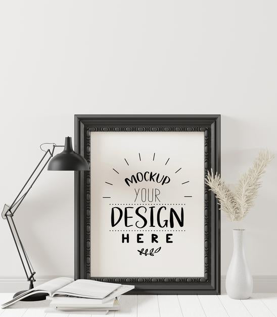 Free Poster Frame Mockup In Living Room Psd