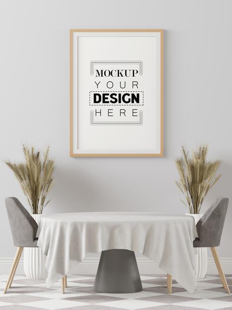 Free Poster Frame Mockup In Living Room Psd