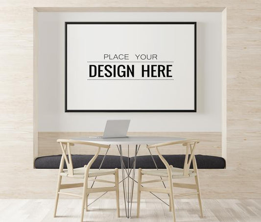 Free Poster Frame Mockup In Living Room Psd