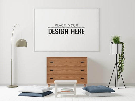 Free Poster Frame Mockup In Living Room Psd