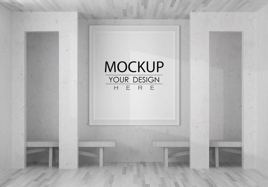 Free Poster Frame Mockup In Living Room Psd