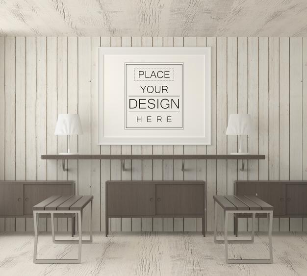 Free Poster Frame Mockup In Living Room Psd