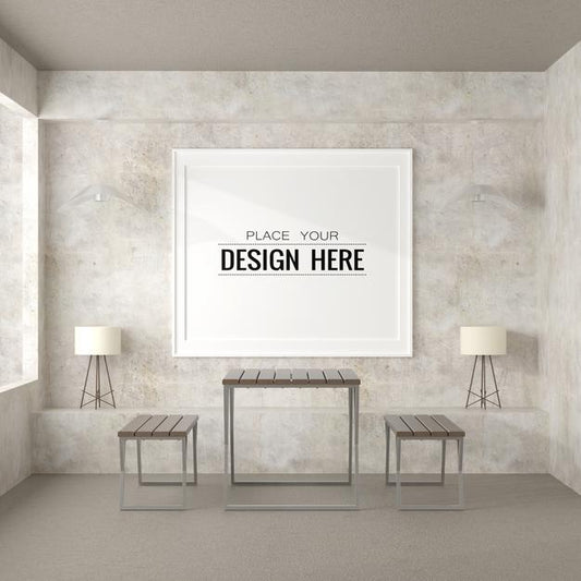 Free Poster Frame Mockup In Living Room Psd