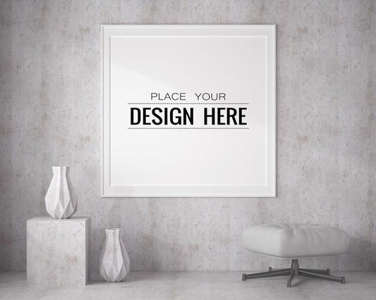 Free Poster Frame Mockup In Living Room Psd