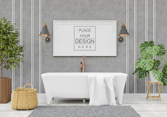 Free Poster Frame Mockup In Living Room Psd