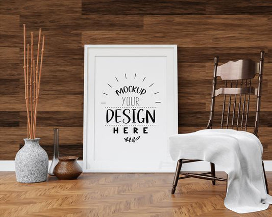 Free Poster Frame Mockup In Living Room Psd