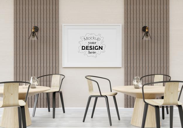 Free Poster Frame Mockup In Living Room Psd