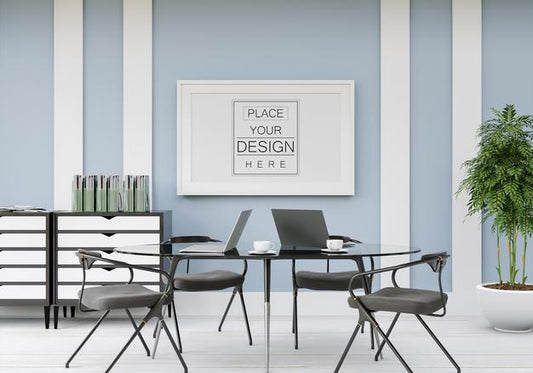 Free Poster Frame Mockup In Living Room Psd