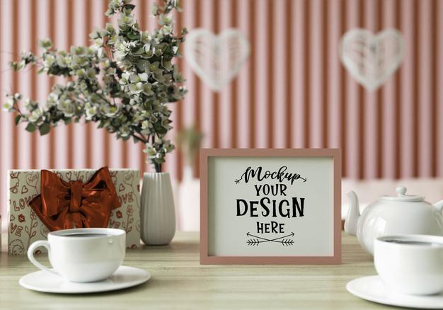 Free Poster Frame Mockup Interior In A Bedroom Psd