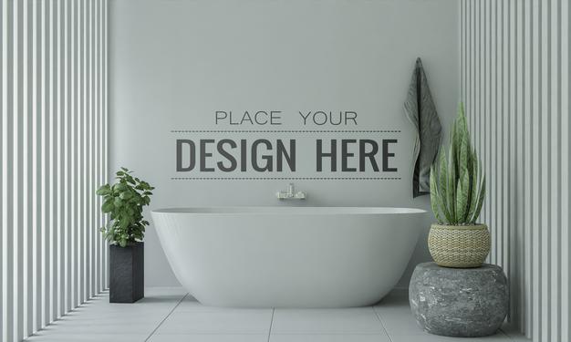 Free Poster Frame Mockup On Bathroom Interior Psd