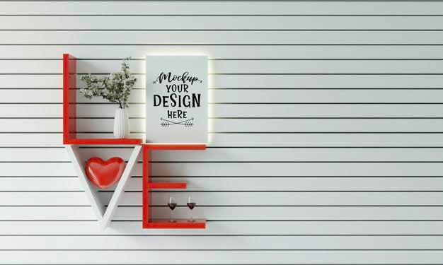 Free Poster Frame Mockup On The Wall With Plant Psd