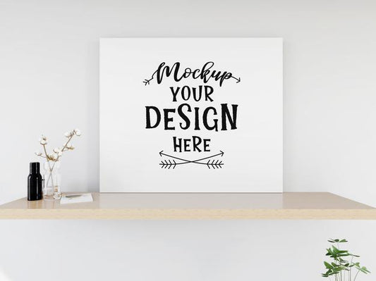 Free Poster Frame Mockup On The Wall With Plant Psd