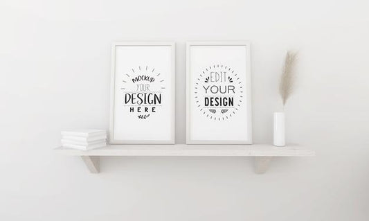 Free Poster Frame Mockup On The Wall With Plant Psd