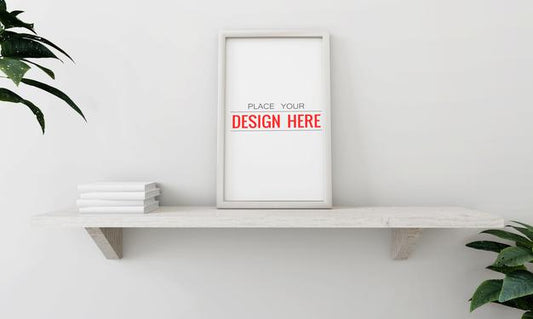 Free Poster Frame Mockup On The Wall With Plant Psd