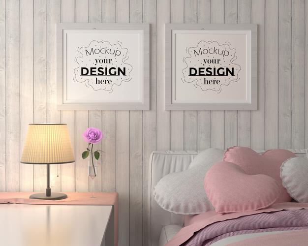 Free Poster Frames In Bedroom Psd