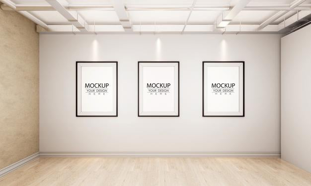 Free Poster Frames In Living Room Mockup Psd