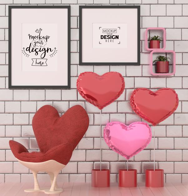 Free Poster Frames In Living Room Mockup Psd