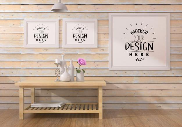 Free Poster Frames In Living Room Psd