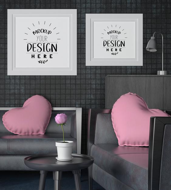 Free Poster Frames In Living Room Psd