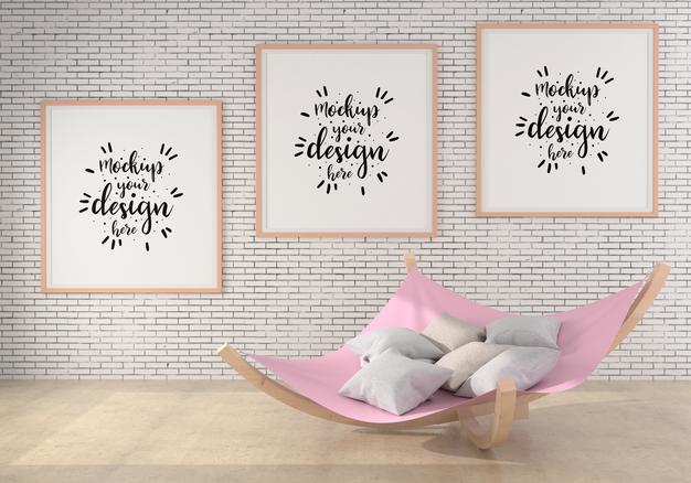 Free Poster Frames In Living Room Psd