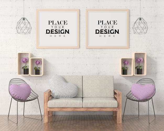 Free Poster Frames In Living Room Psd