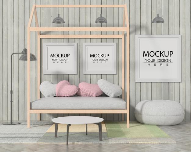 Free Poster Frames In Living Room Psd