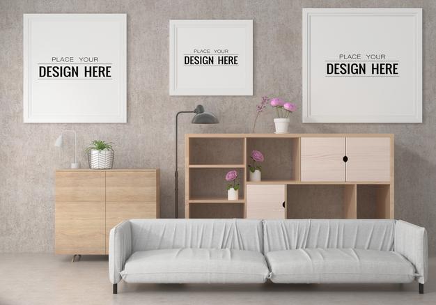 Free Poster Frames In Living Room Psd