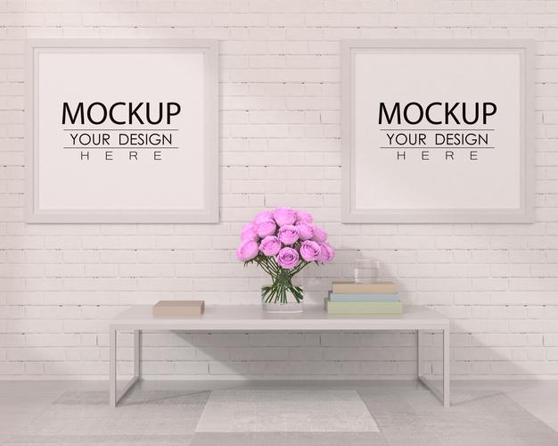 Free Poster Frames In Living Room Psd