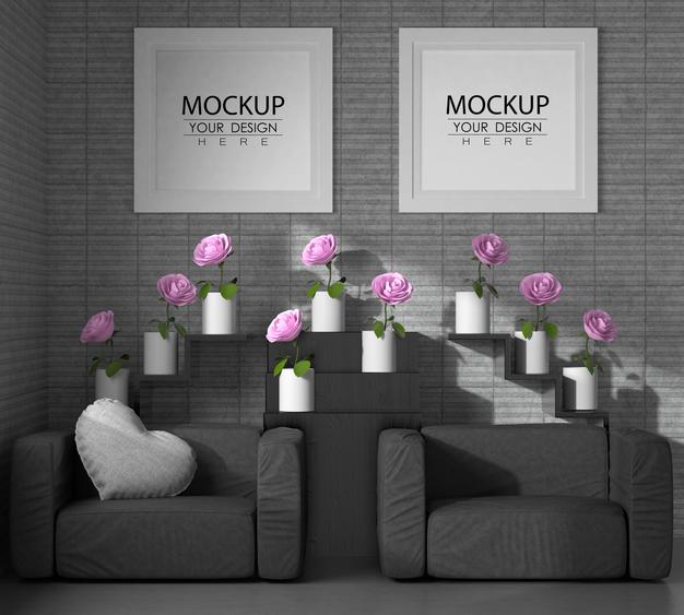 Free Poster Frames In Living Room Psd