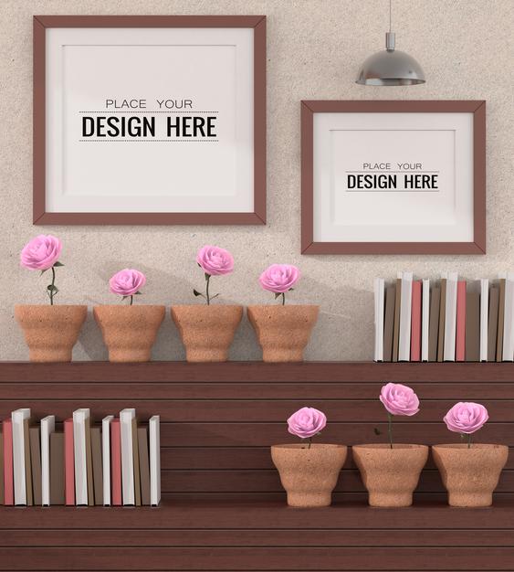 Free Poster Frames In Living Room Psd