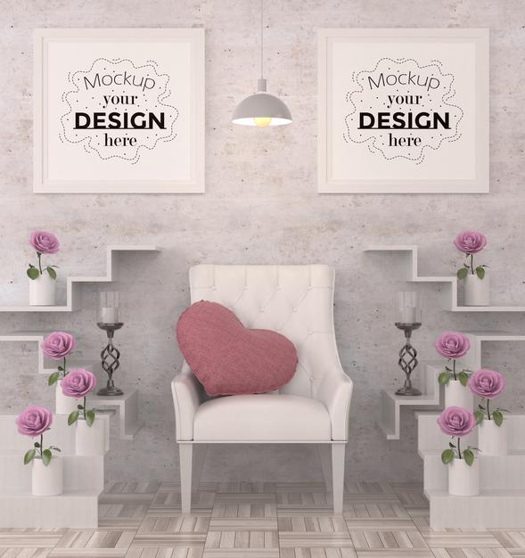 Free Poster Frames In Living Room Psd