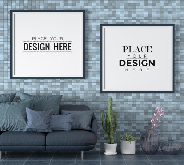 Free Poster Frames In Living Room Psd