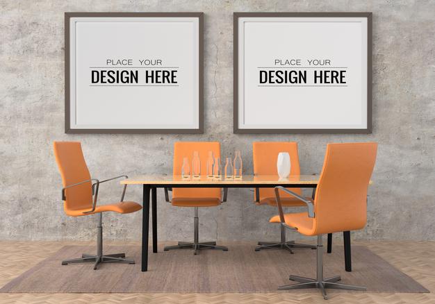 Free Poster Frames In Office Psd