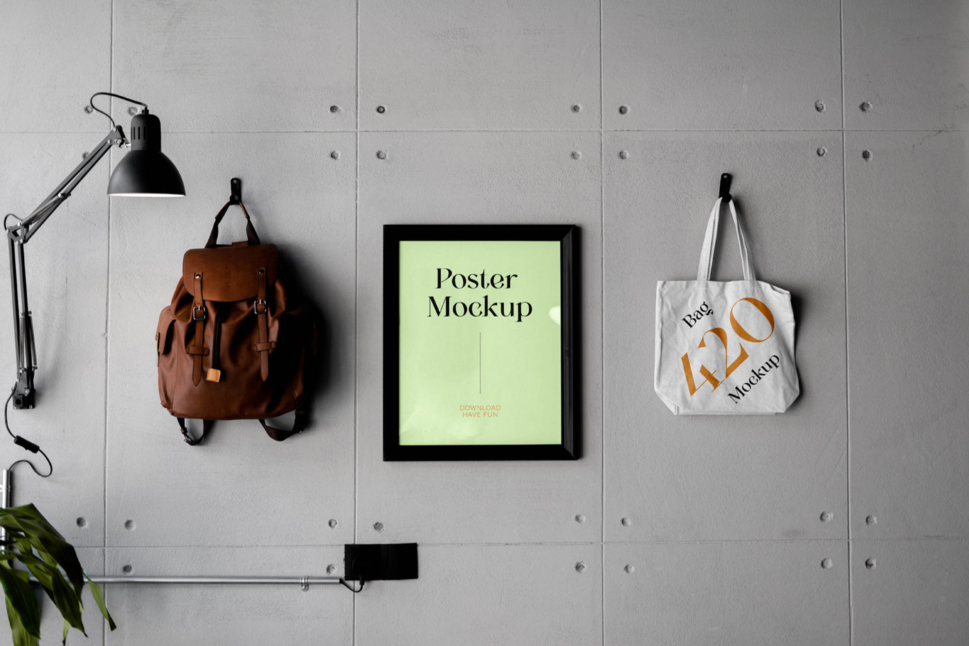 Free Poster With Bag Mockup