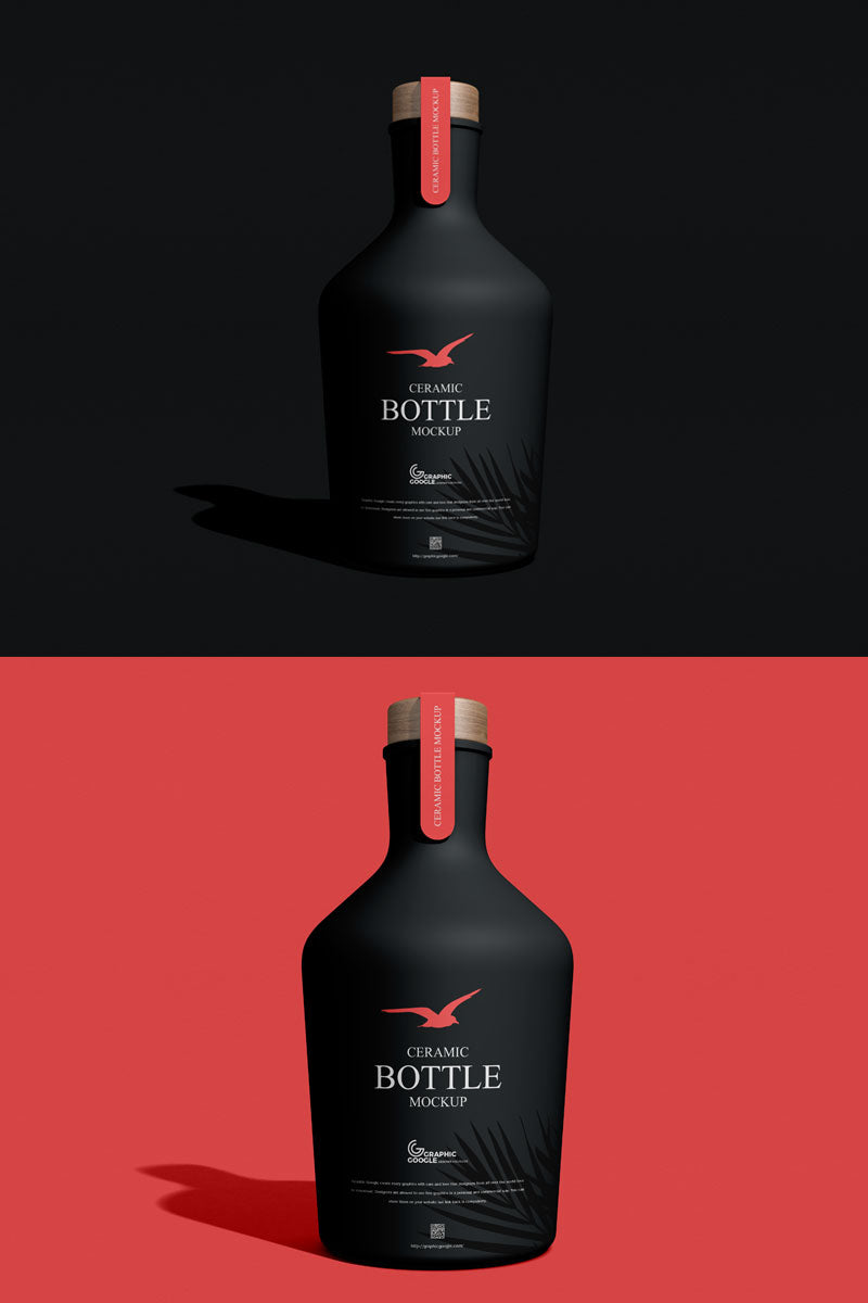 Free Premium Ceramic Bottle Mockup Psd