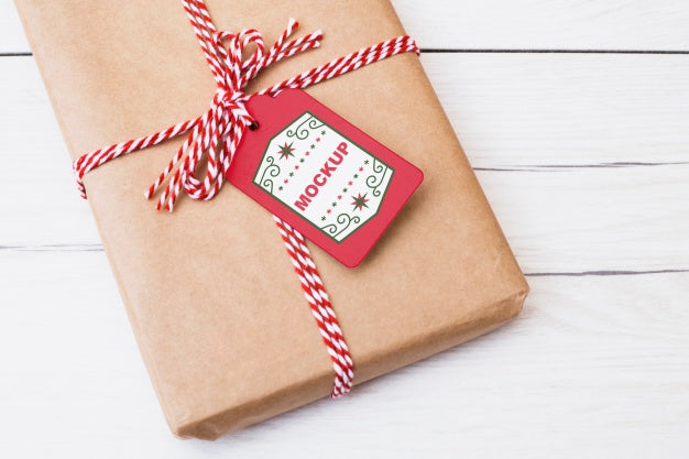 Free Present Box Mockup With Christmas Concept Psd